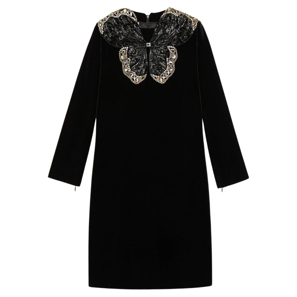 Gucci Crystal And Sequinned Butterfly Velvet Dress IT 40 (US 4)