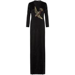 GUCCI Crystal Bird Embellished Black Silk Gown IT40 US 2-4
