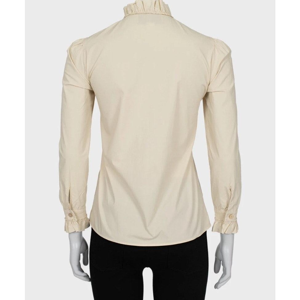 Beige Gucci - Camicia in cotone beige con fiocco di cristallo - Taglia XS IT 38 in vendita