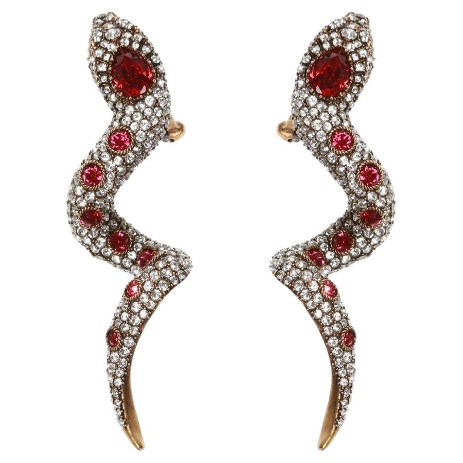 Gucci Crystal Clip On Earrings For Sale