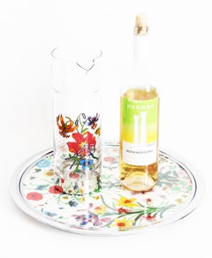 Gucci Crystal Decanter Accornero Flora Motif Barware Vintage 70s Rare