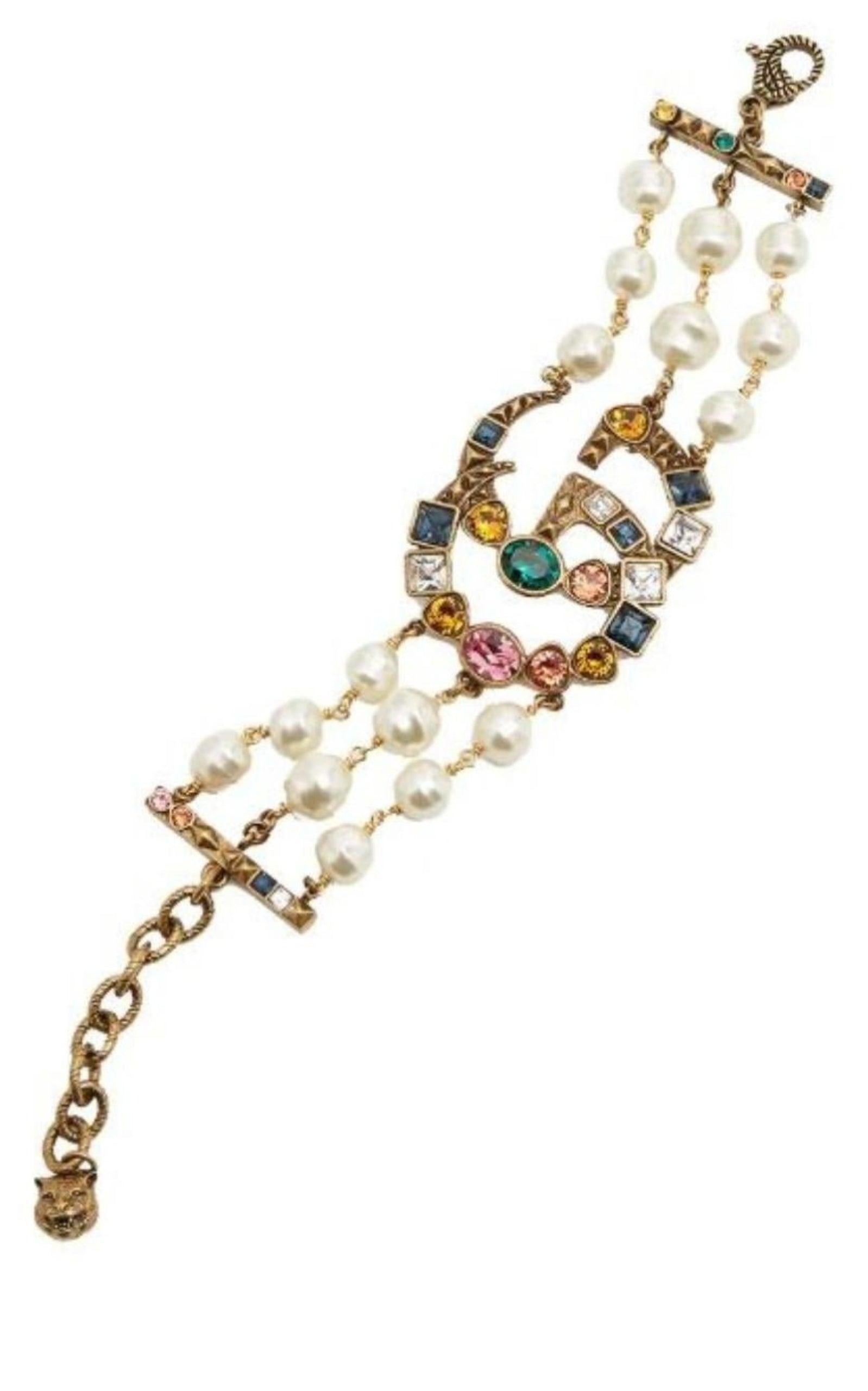 Pulsera Gucci Cristal Doble G Art Decó en venta