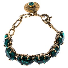 Gucci Crystal Embellished Gold Tone Bracelet