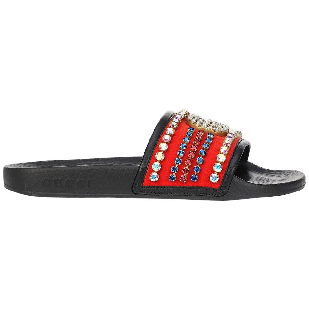 crystal gucci slides