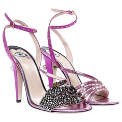 Gucci Crystal-Embellished Metallic Leather Sandals at 1stDibs | gucci ...