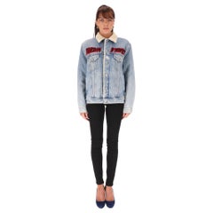 Gucci Crystal Embellished Shearling/Denim Jacket
