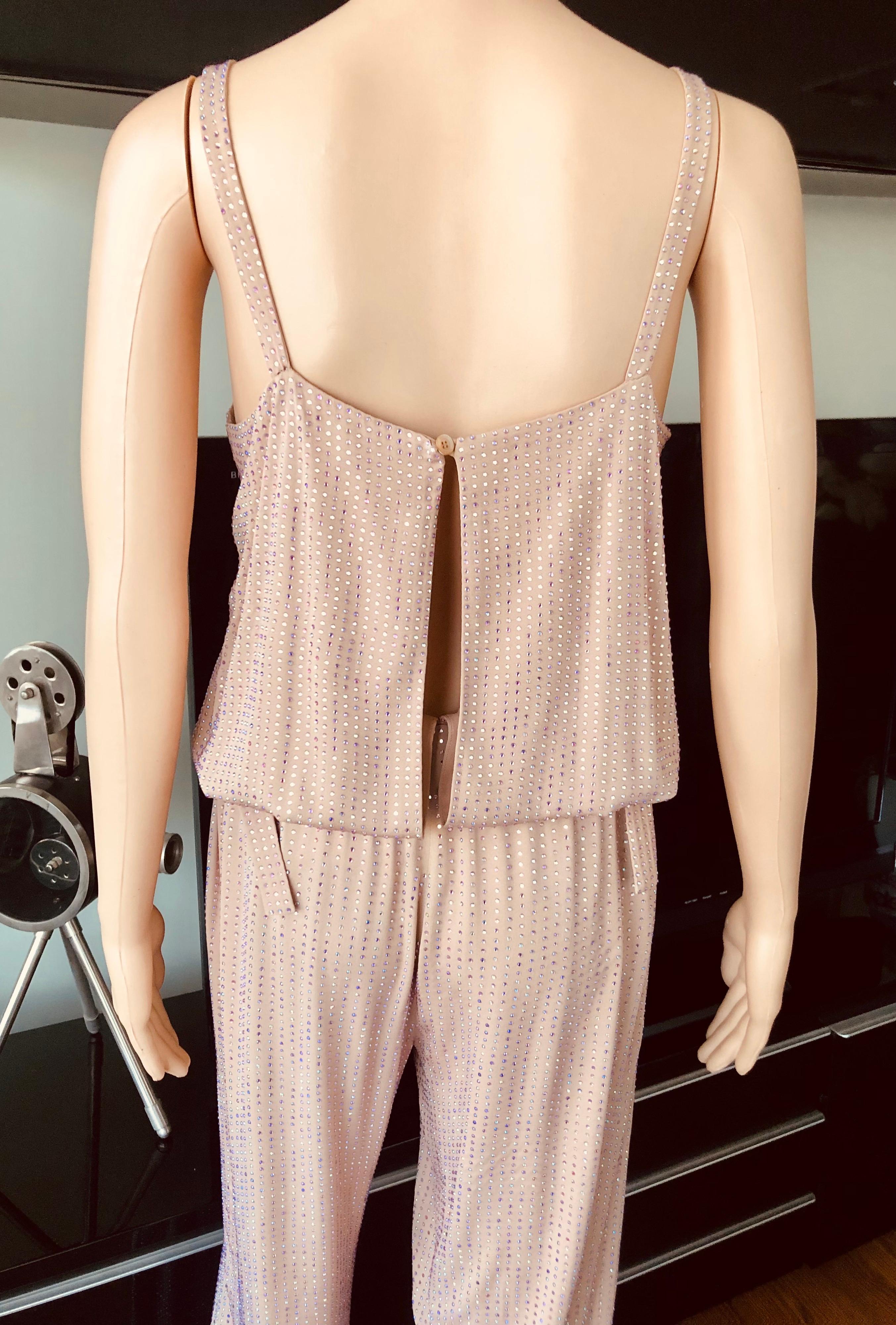 Gucci Crystal Embellished Silk Jumpsuit In Excellent Condition For Sale In Naples, FL
