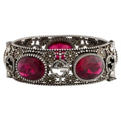 Gucci Crystal-Embellished Sterling-Silver Bracelet