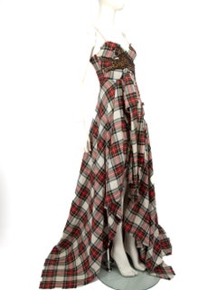 Gucci Crystal Embellished Tiger Tartan Gown Size S