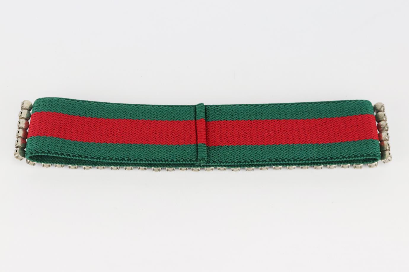 Gucci Crystal Embellished Web Knit Headband Medium For Sale at 1stDibs