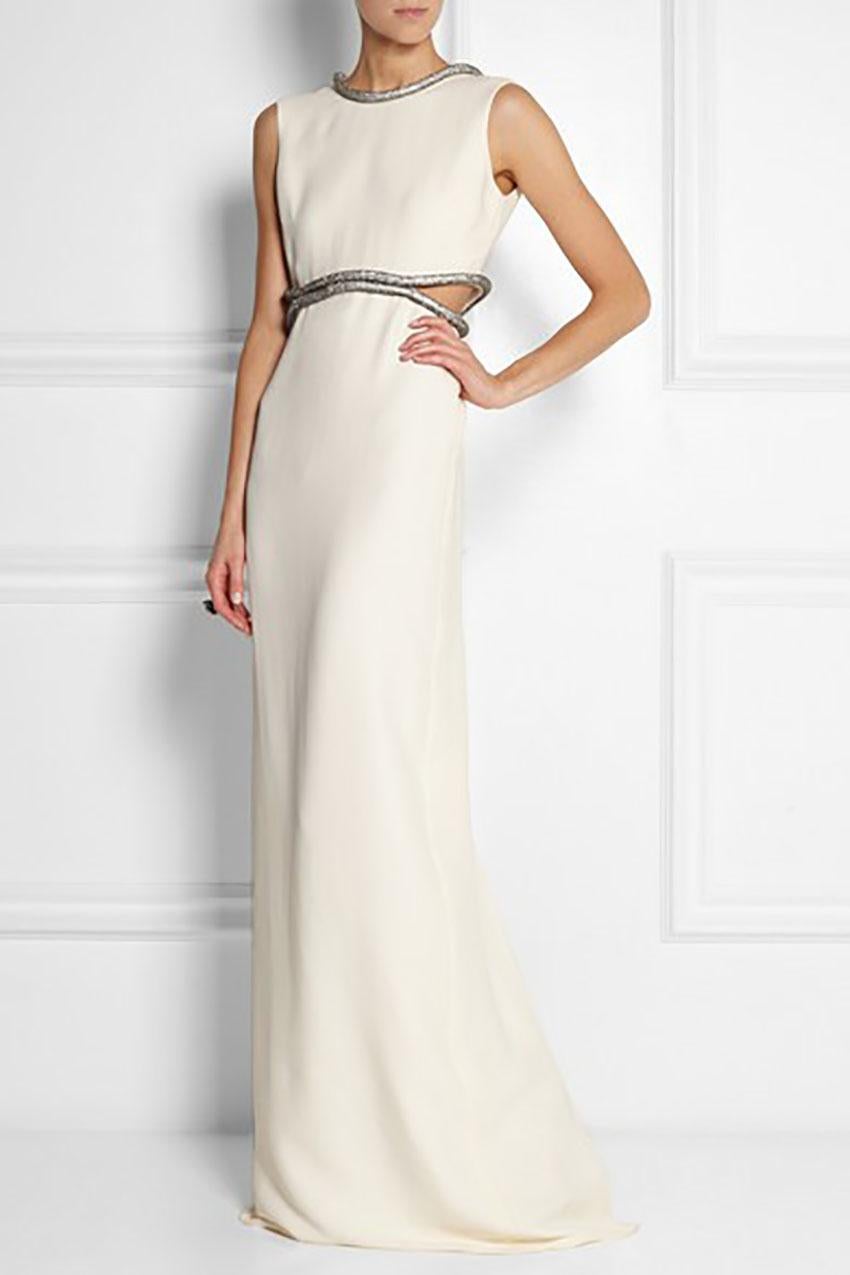 GUCCI Kleid aus SEIDEN-CADY-KLEID mit KRISTALLbesatz, IT 38 Damen