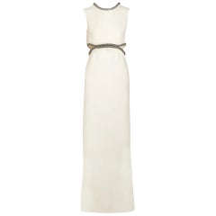 GUCCI CRYSTAL-EMBELLISHED WHITE SILK-CADY DRESS GOWN taille IT 38 - US 2-4