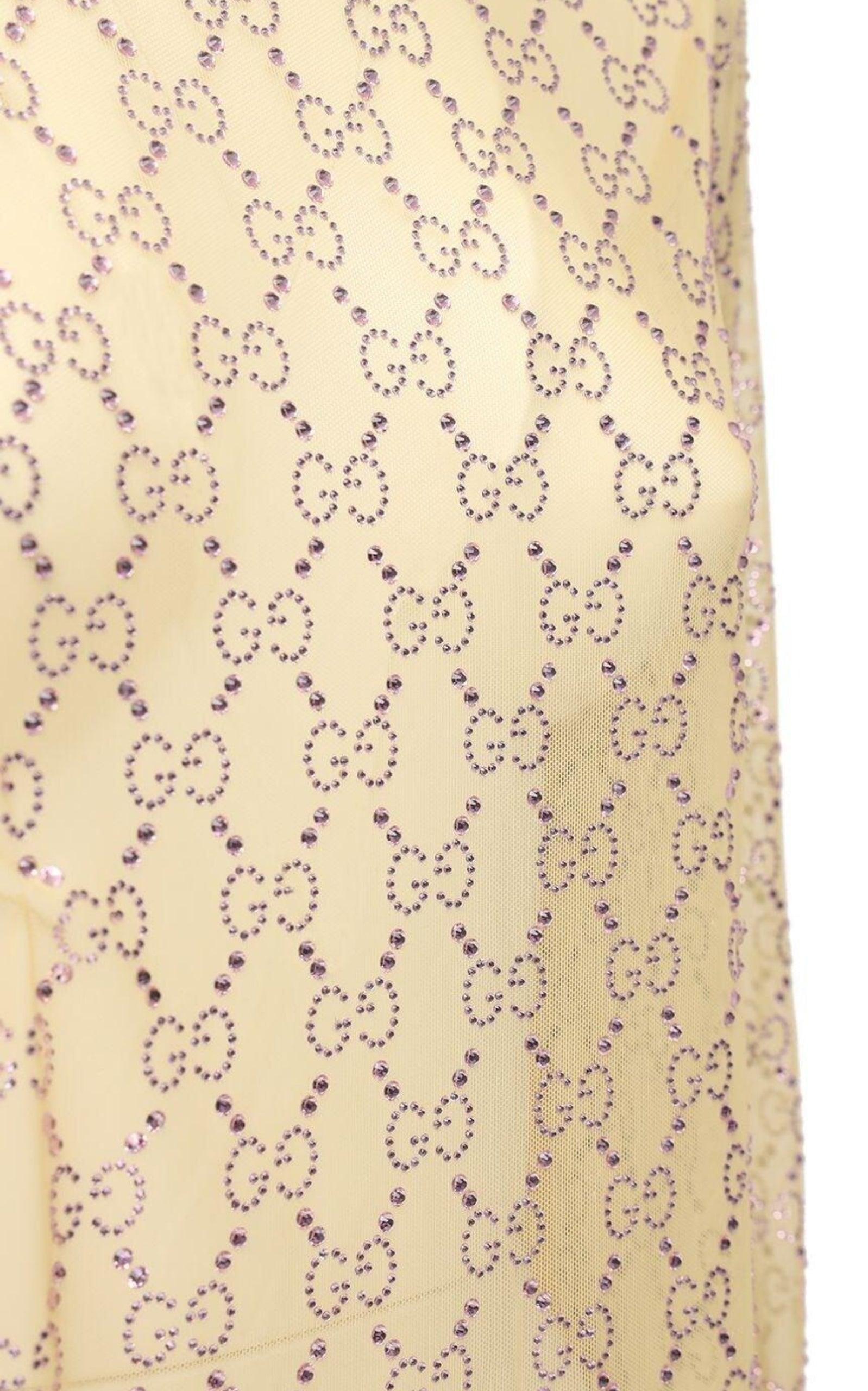 Women's Gucci Crystal Embroidered Sheer Tulle Top Size L For Sale