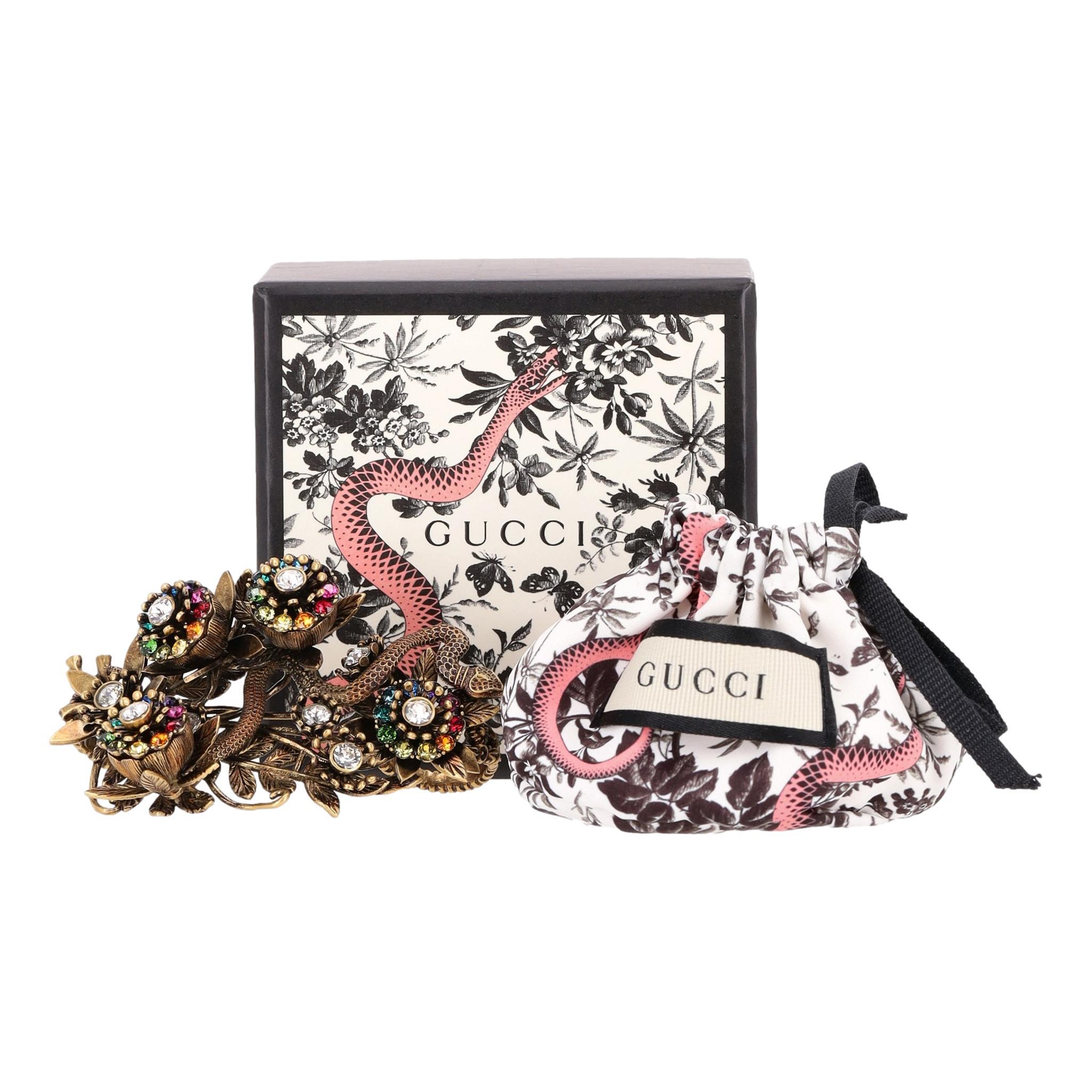Brilliant Cut Gucci Crystal Garden Double Finger Ring