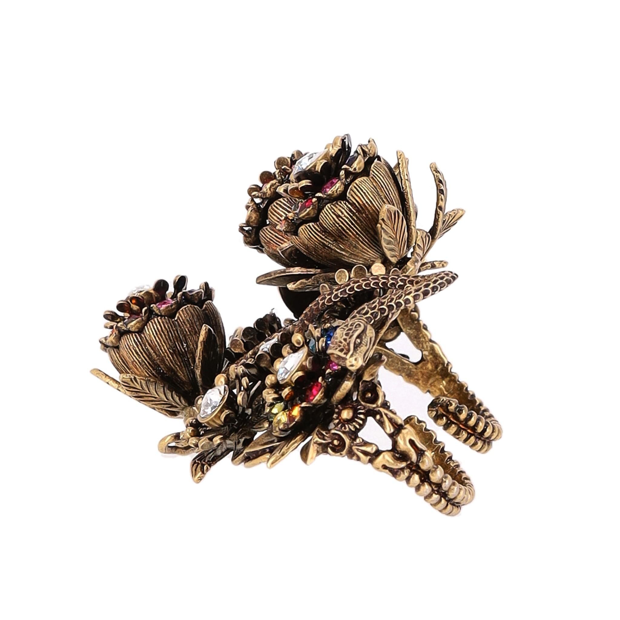 Gucci Crystal Garden Double Finger Ring 1
