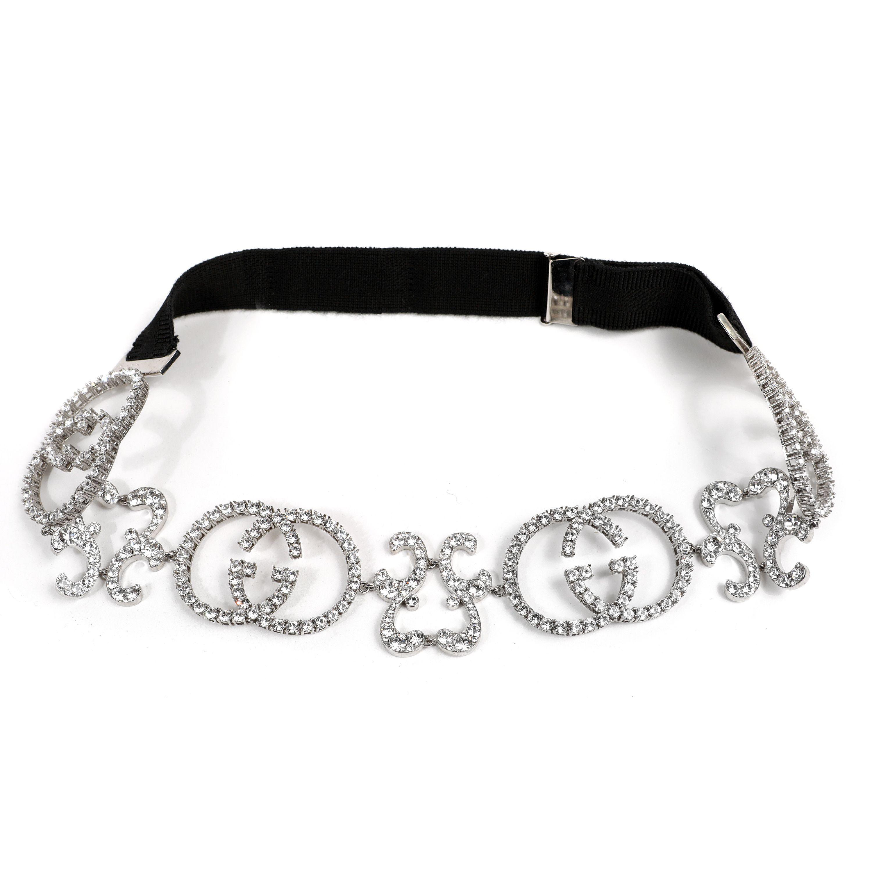 Gucci Crystal GG Headband In Excellent Condition For Sale In Palm Beach, FL
