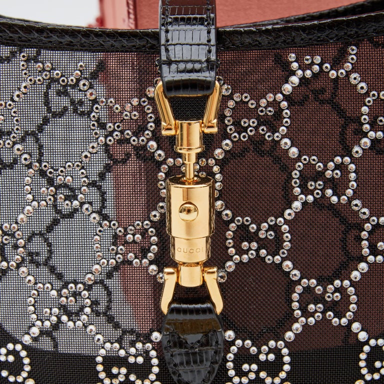 Gucci Crystal GG Lizard Jackie 1961 Mini Bag (677027) For Sale 7