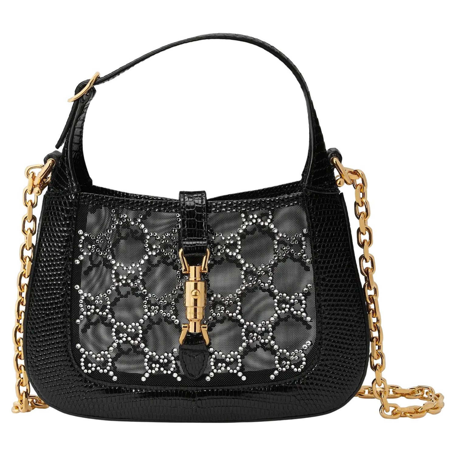 Gucci Calfskin Black Web Small Boston Handbag (269876) For Sale at 1stDibs