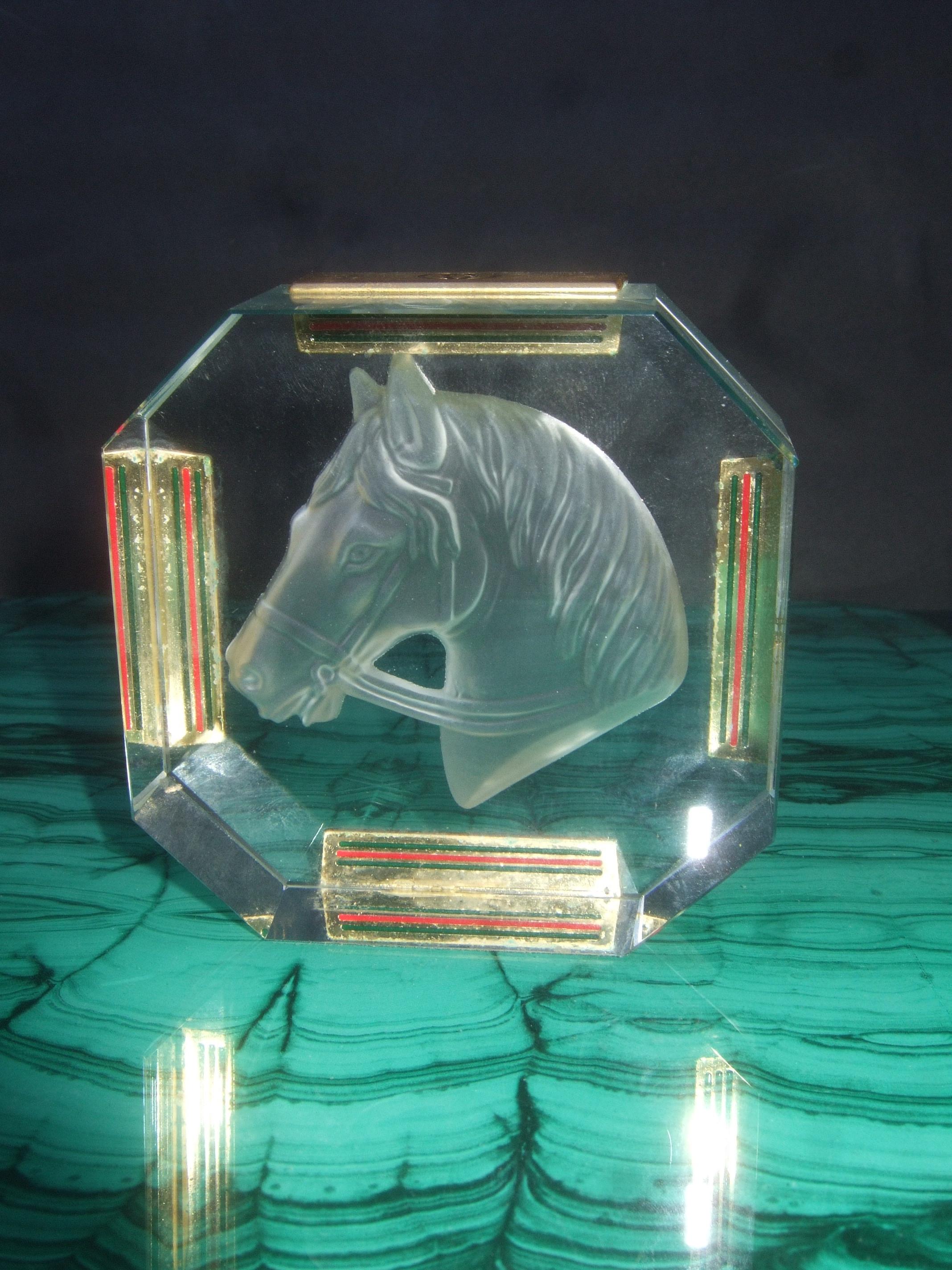 Gucci Crystal Intaglio Equine Octagon Paper Weight c 1970s 7