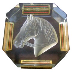 Gucci Crystal Intaglio Equine Octagon Paper Weight c 1970s