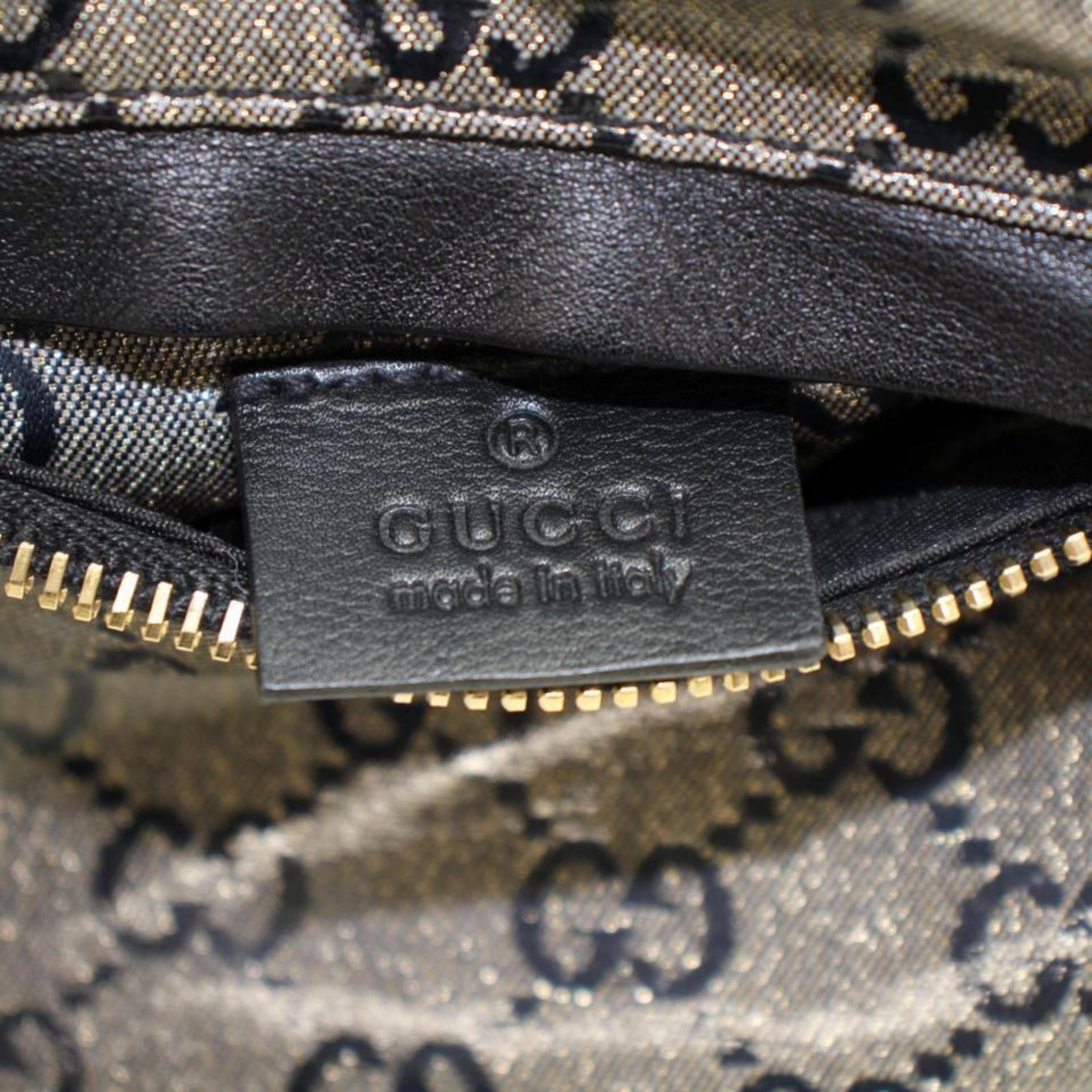 Gucci Crystal Monogram Belt Waist Pouch 867375 Grey Coated Canvas Cross Body Bag In Good Condition For Sale In Forest Hills, NY