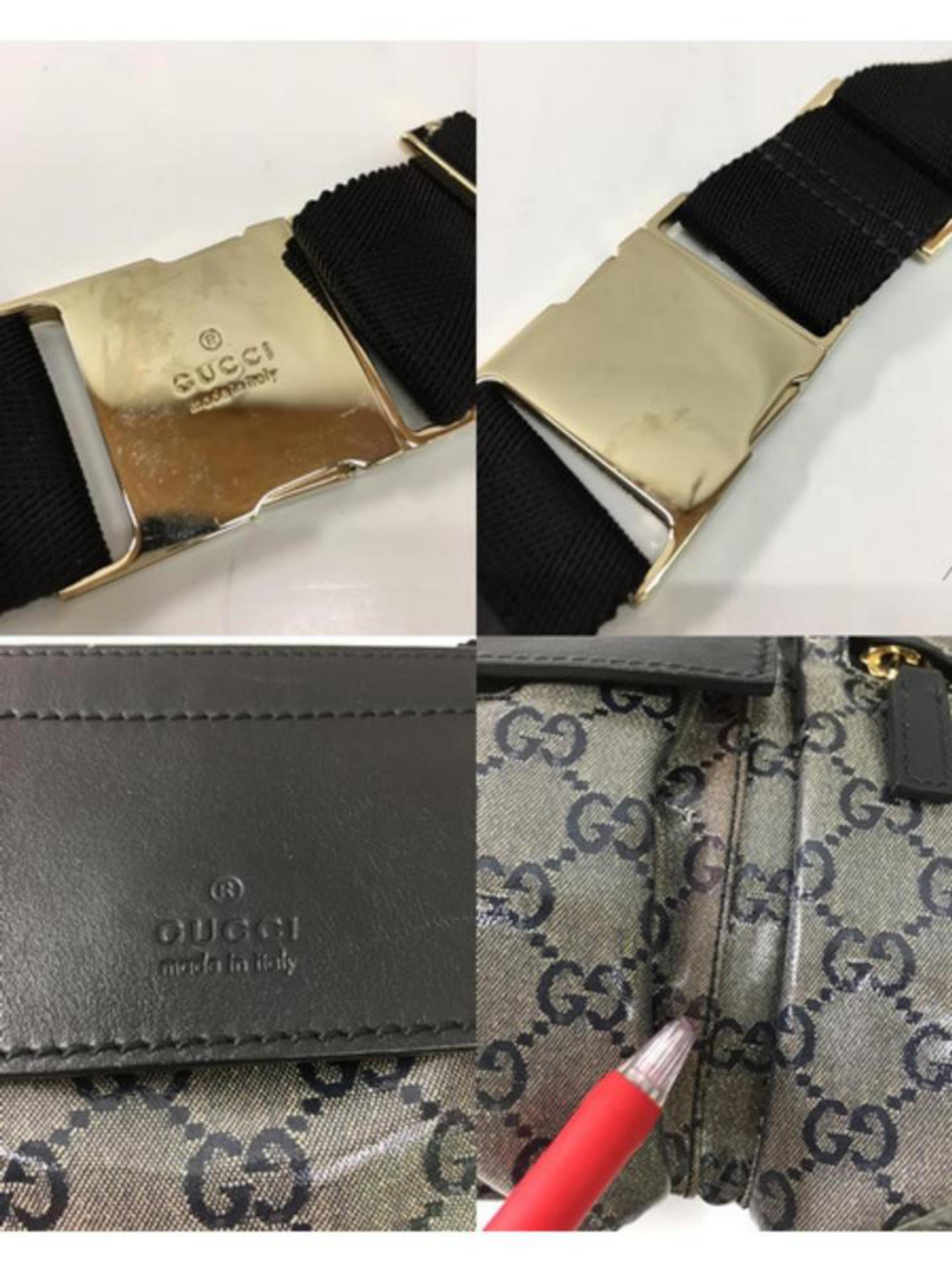 Gucci Crystal Monogram Gg Belt Fanny Pack 228312 Black Coated Canvas Cross Body  In Good Condition For Sale In Forest Hills, NY