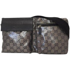 Gucci Crystal Monogram Gg Belt Fanny Pack 228312 Black Coated Canvas Cross Body