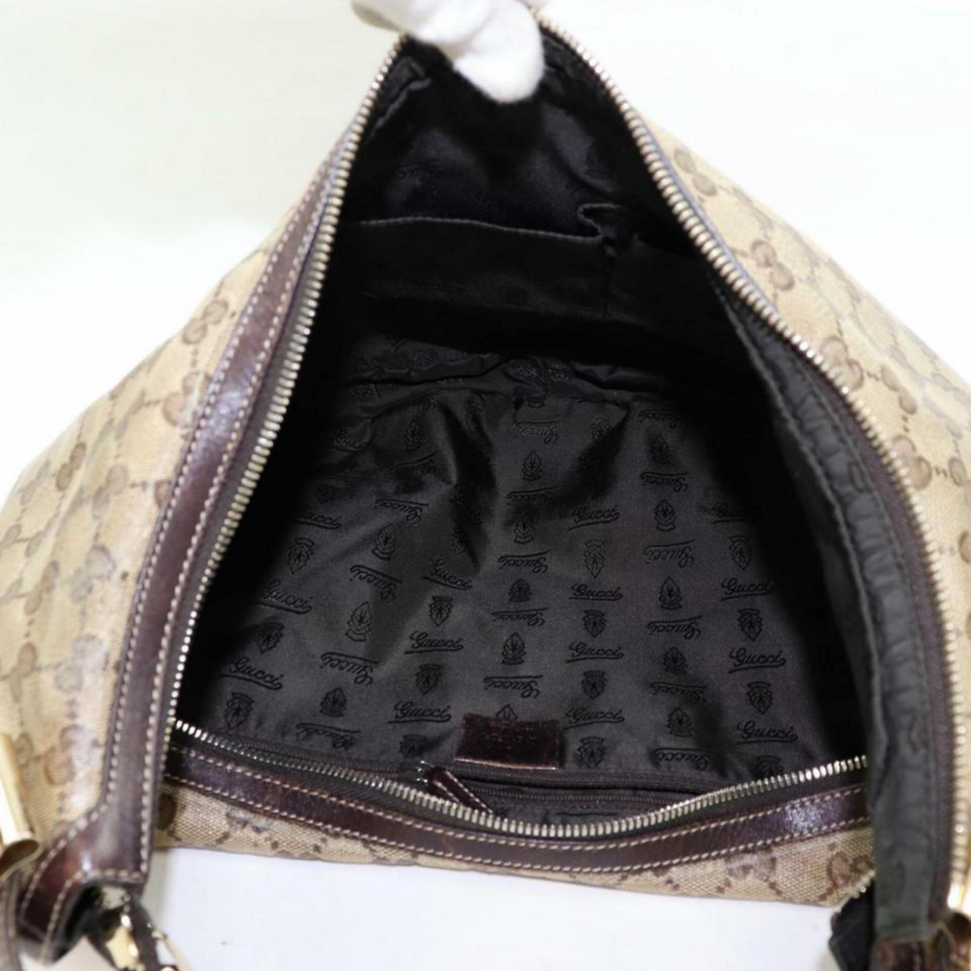 Gucci Crystal Monogram Signature Hobo 870055 Brown Coated Canvas Shoulder Bag For Sale 7
