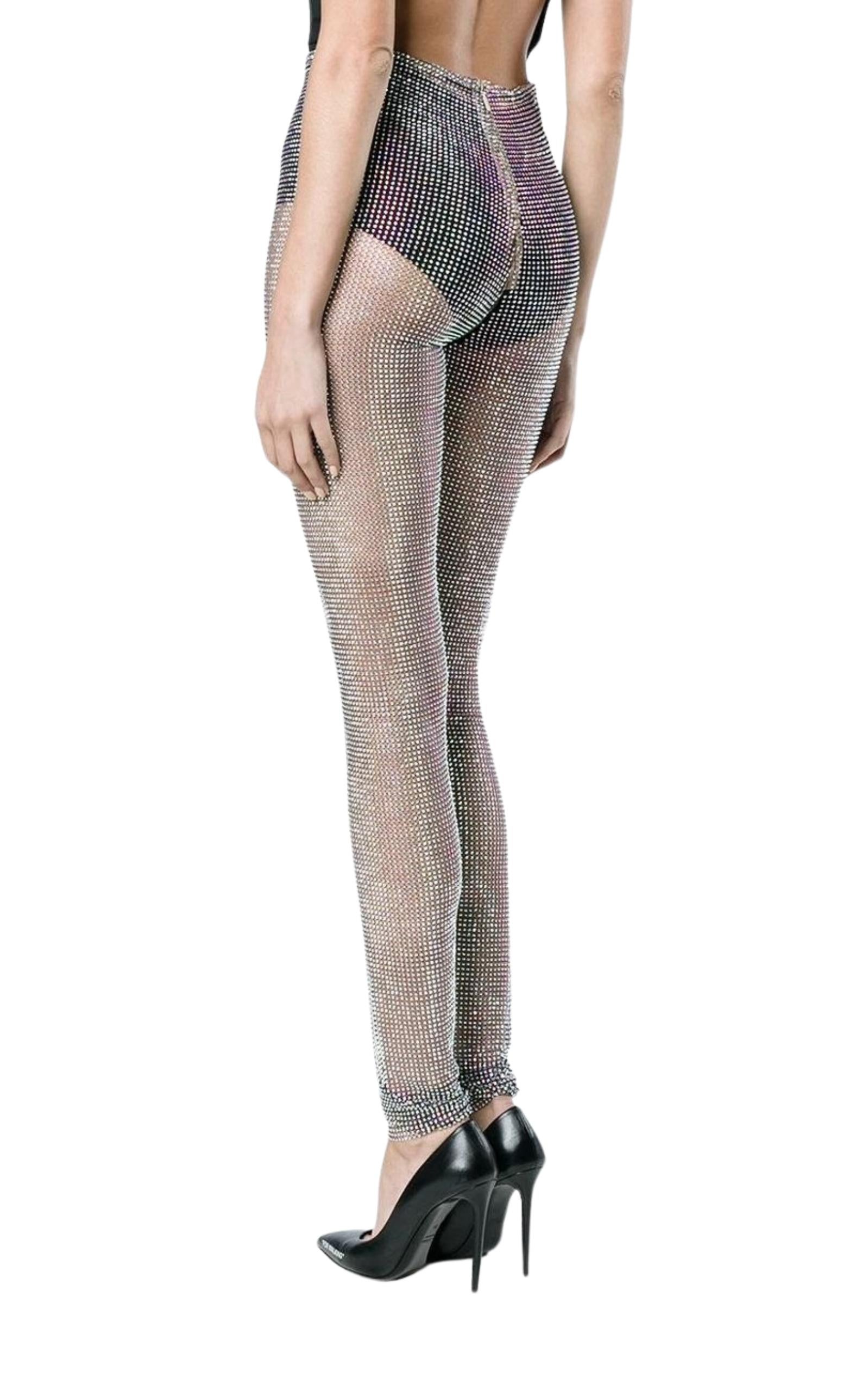 Gray Gucci Crystal Net Leggings Pants IT 44 US 8