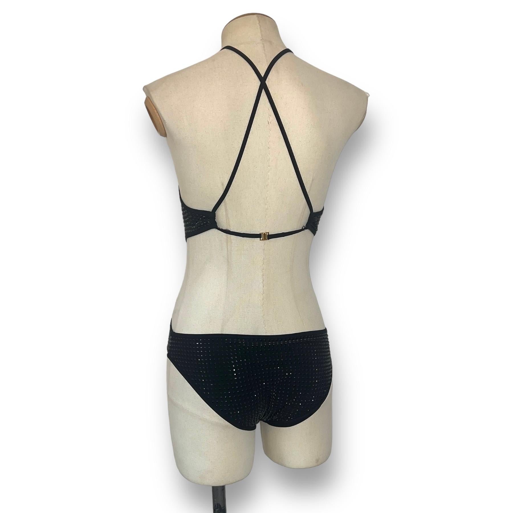 Beige Gucci crystal swimsuit with cut outs For Sale