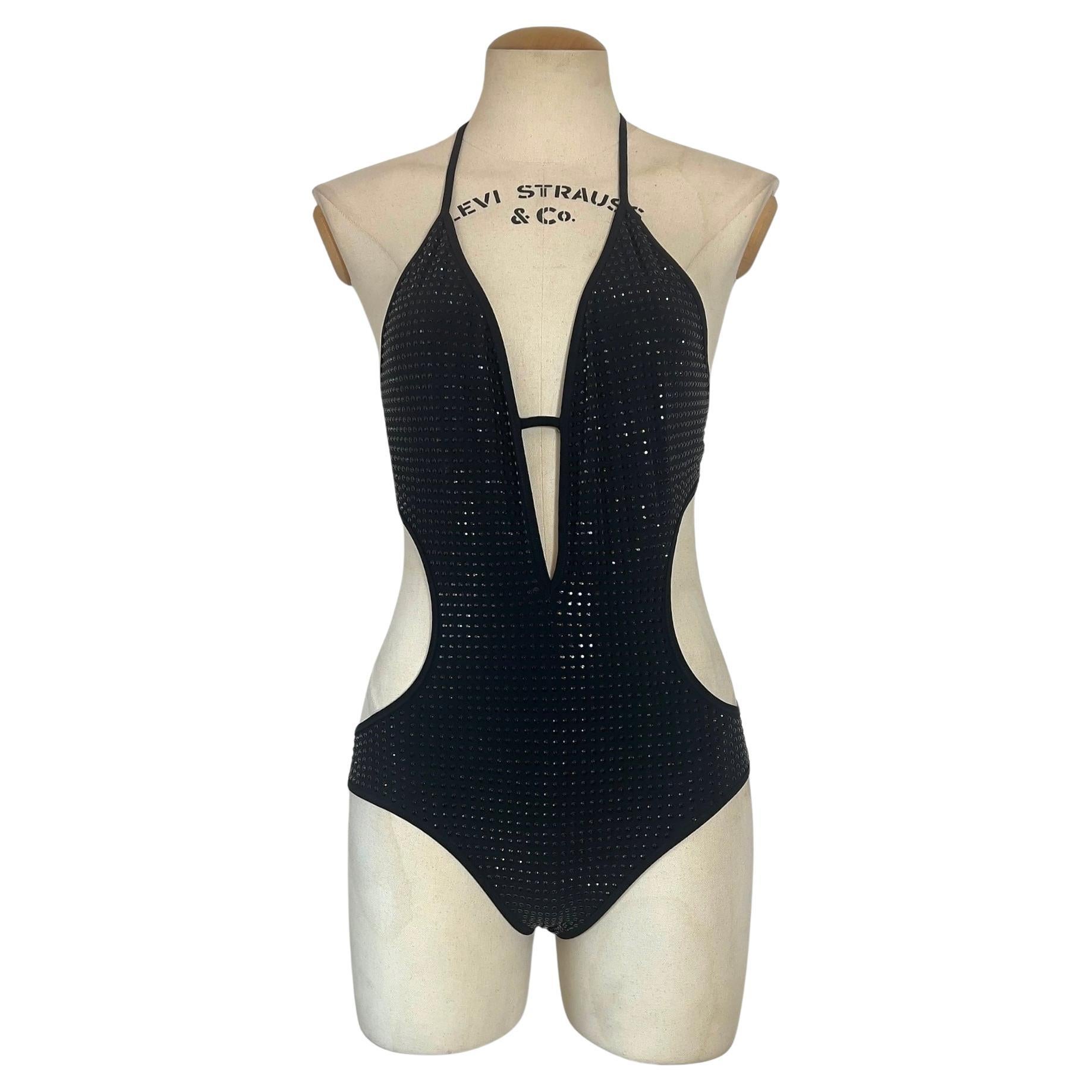 Gucci crystal swimsuit with cut outs