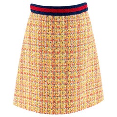 Gucci Crystal Tweed Yellow Skirt - Size XXS