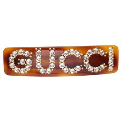 Gucci Crystals Resin Gold Tone Hair Clip