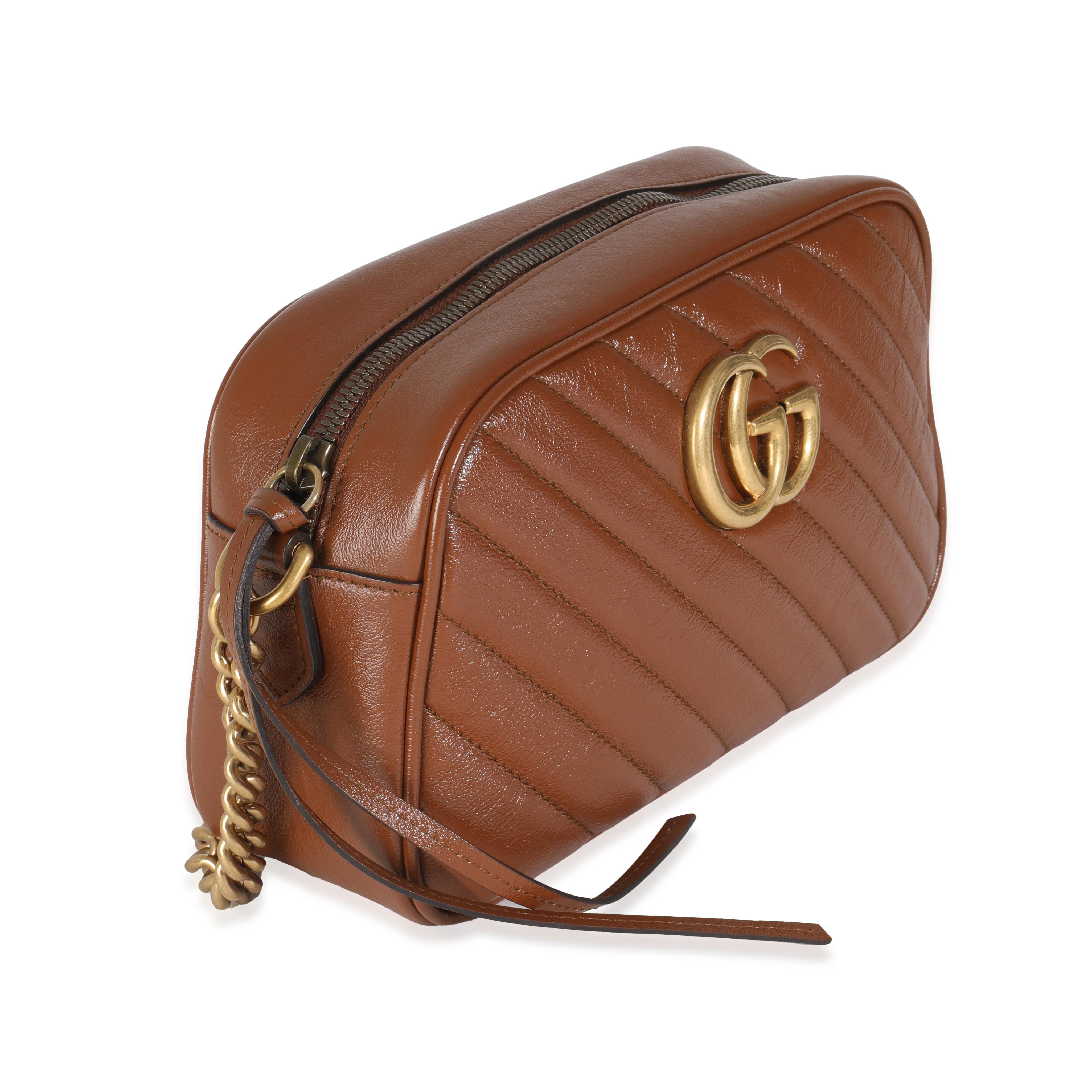 Listing Title: Gucci Cuir Glazed Calfskin Matelasse Diagonal Small GG Marmont Shoulder Bag
SKU: 145060
Condition: Pre-owned 
Condition Description: The Marmont edit from Gucci is an extension of the House's signature GG belt from the '70s. With a