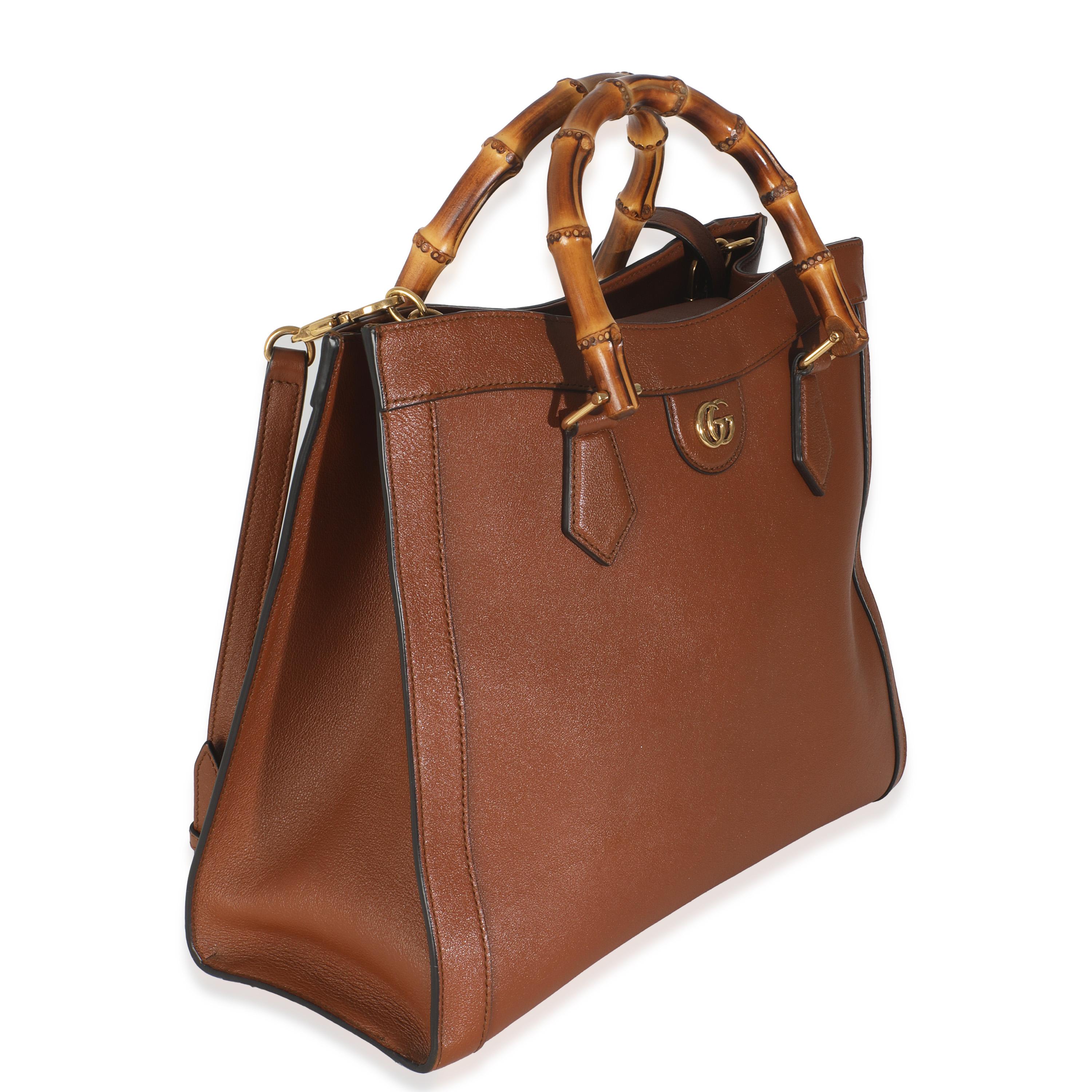 Brown Gucci Cuir Wonka Grain Calfskin Large Diana Tote For Sale