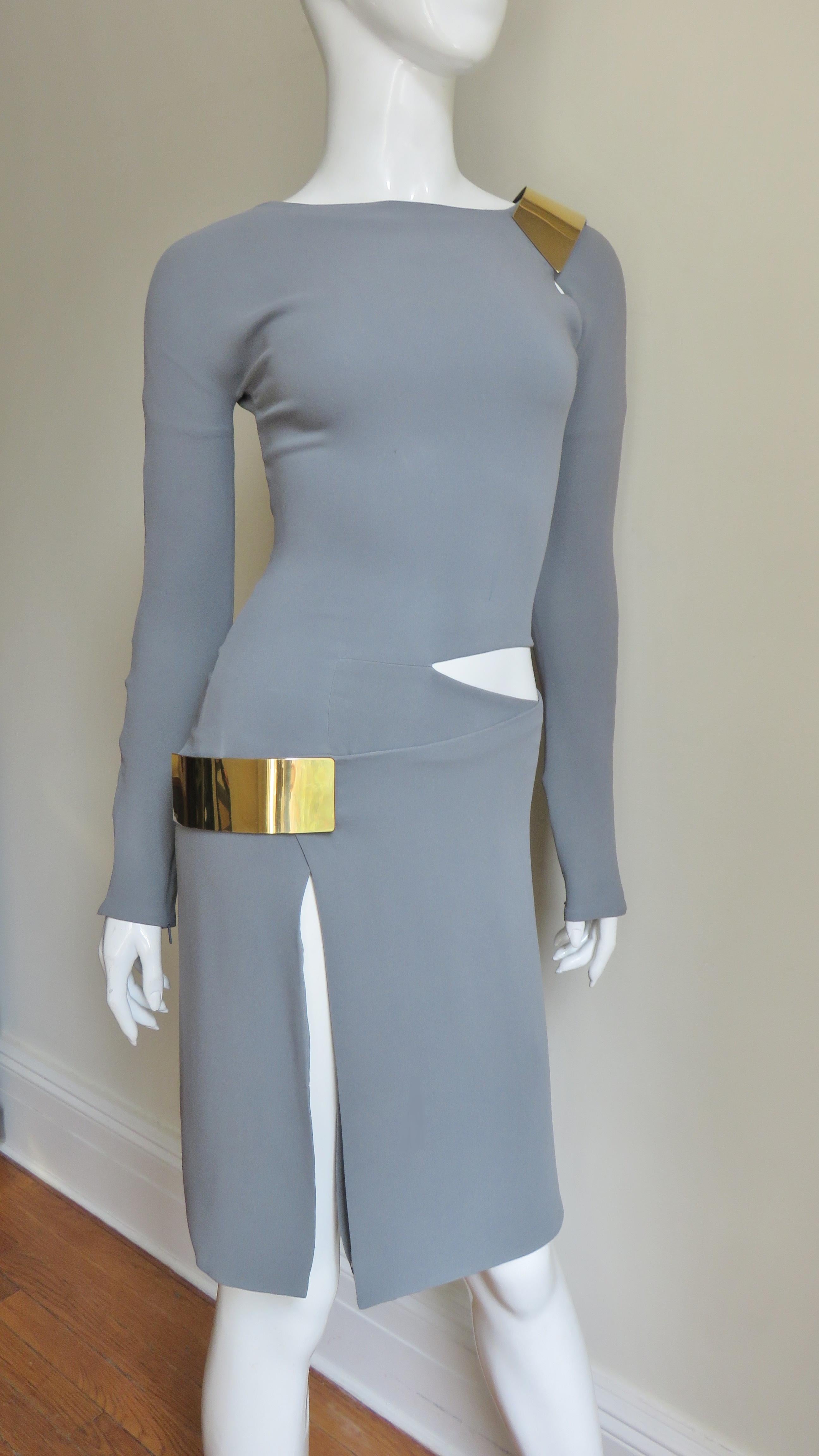 Gucci Silk Dress with Hardware and Cut outs For Sale 1