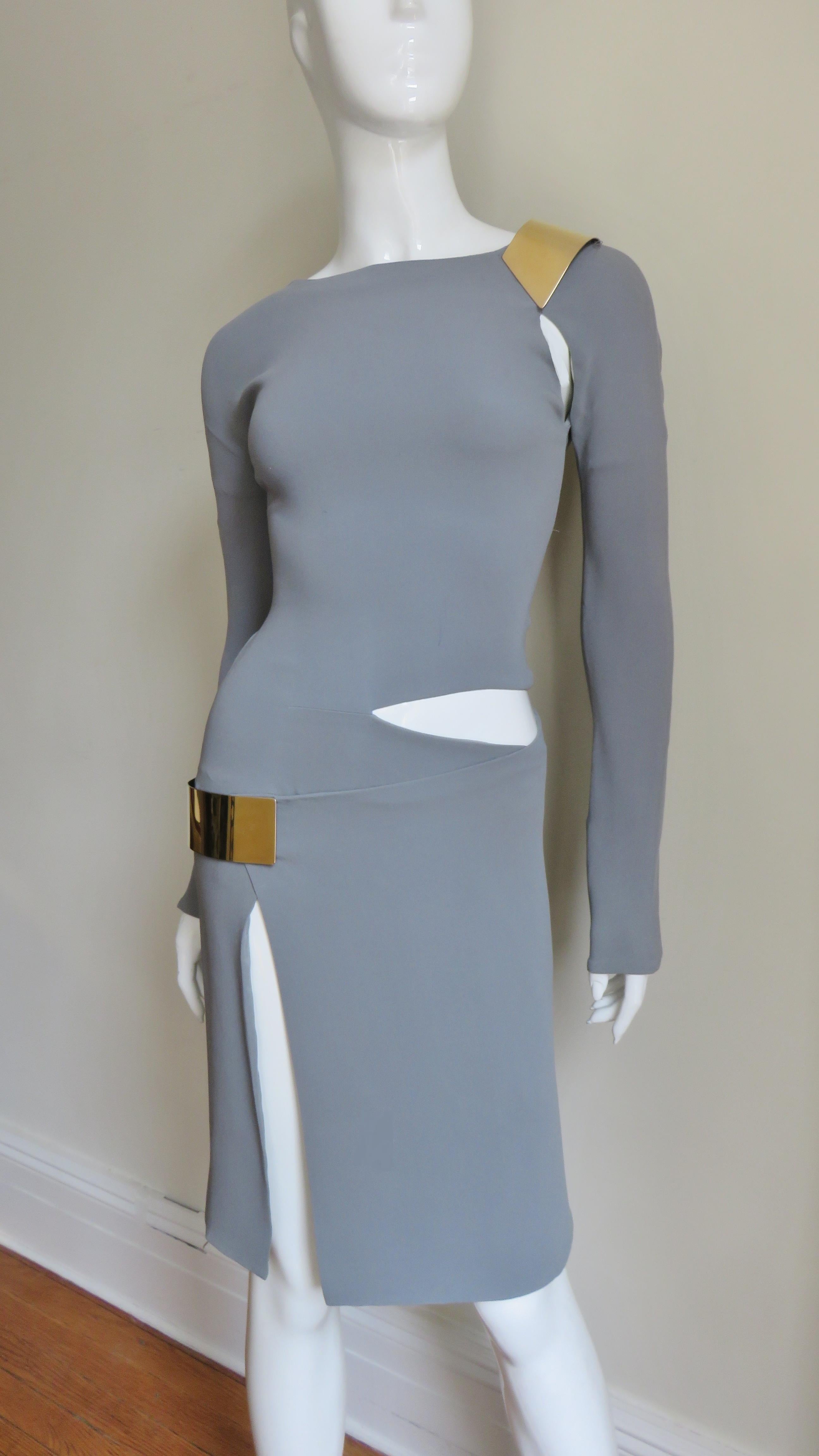 Gucci Silk Dress with Hardware and Cut outs In Good Condition For Sale In Water Mill, NY