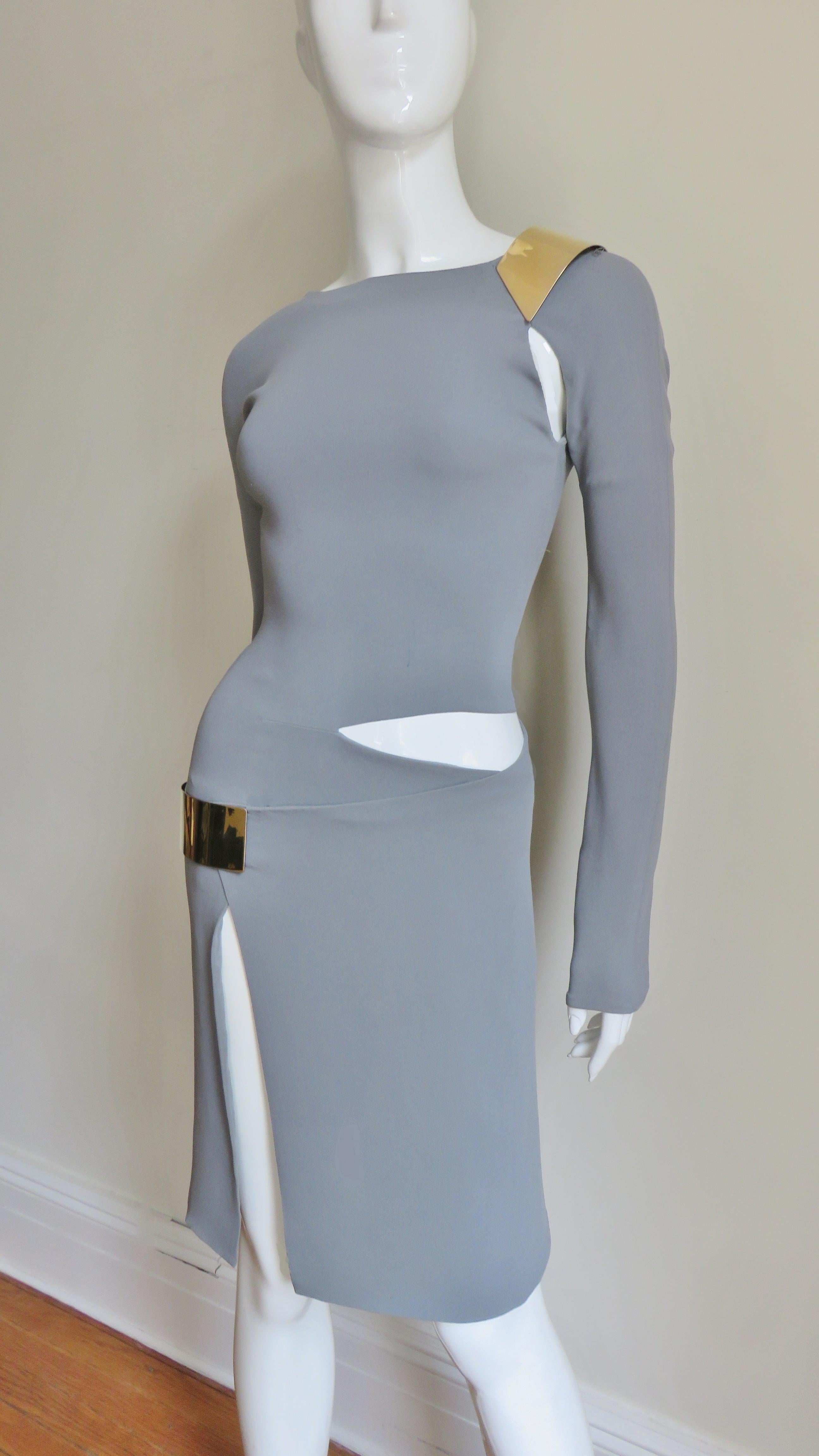 Women's Gucci Silk Dress with Hardware and Cut outs For Sale