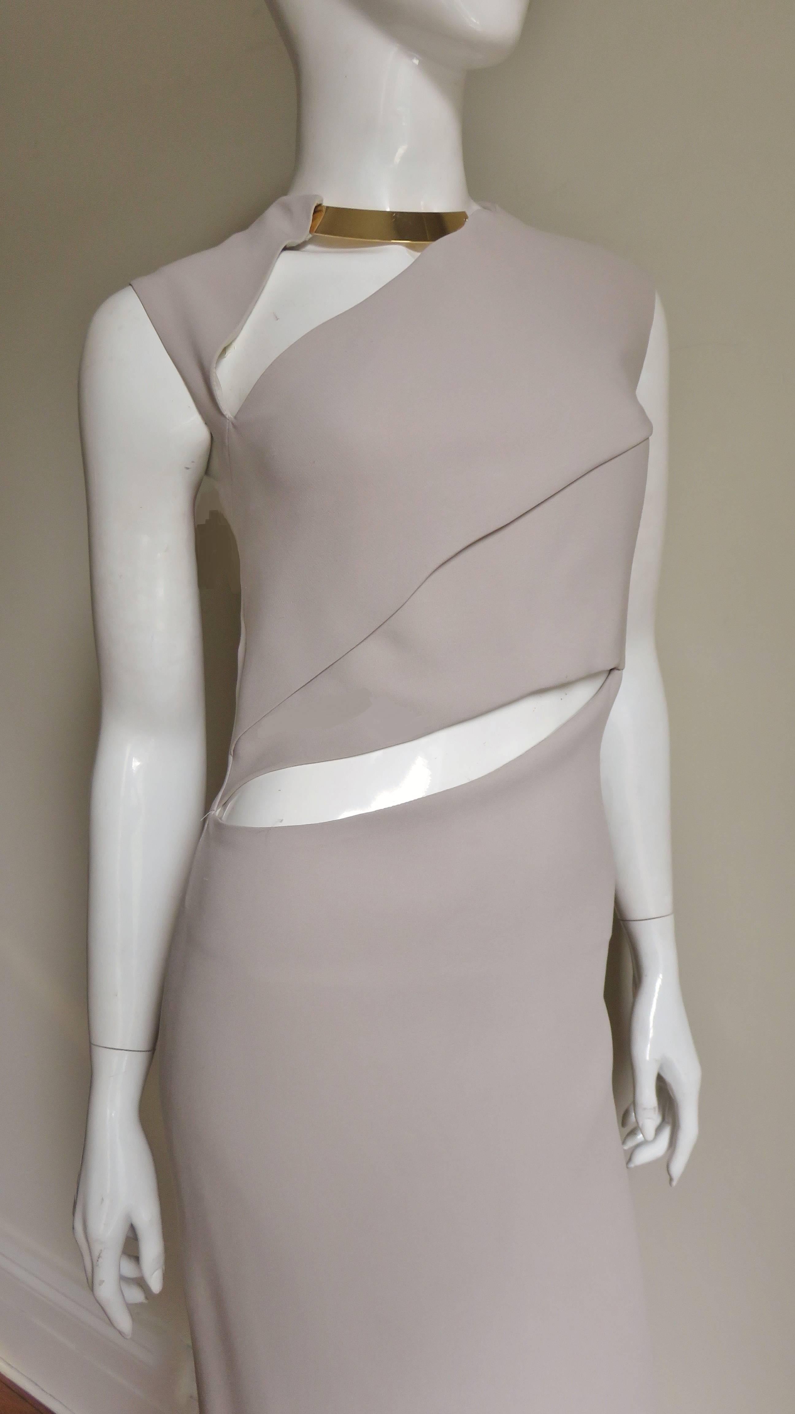 Gucci Tom Ford Cut out Dress with Metal Collar In Good Condition In Water Mill, NY