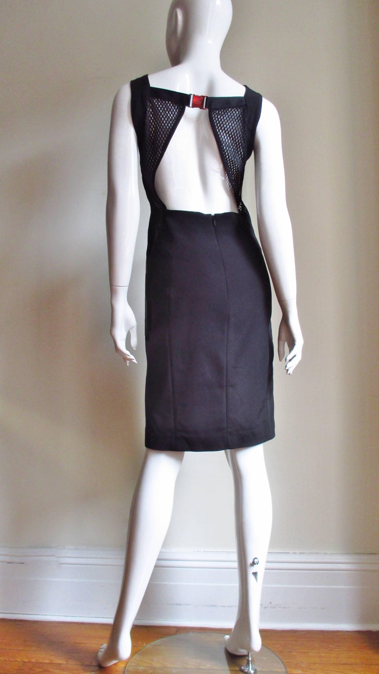 gucci backless dress Tom Ford for Gucci S/S 1998 Bodycon Backless Buckle Straps Knit Black Midi  Dress