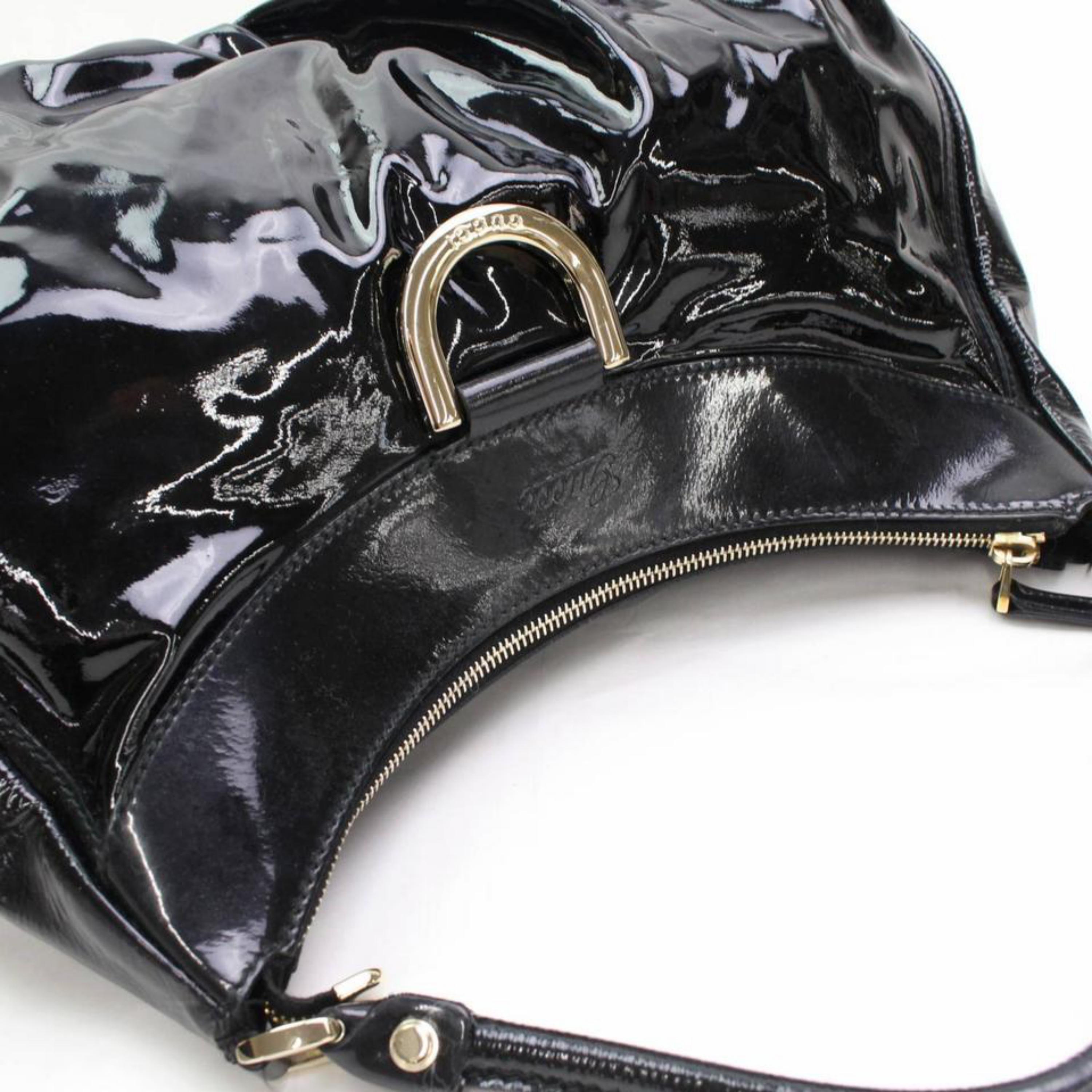 Gucci D-ring Hobo 867933 Black Patent Leather Shoulder Bag For Sale 1