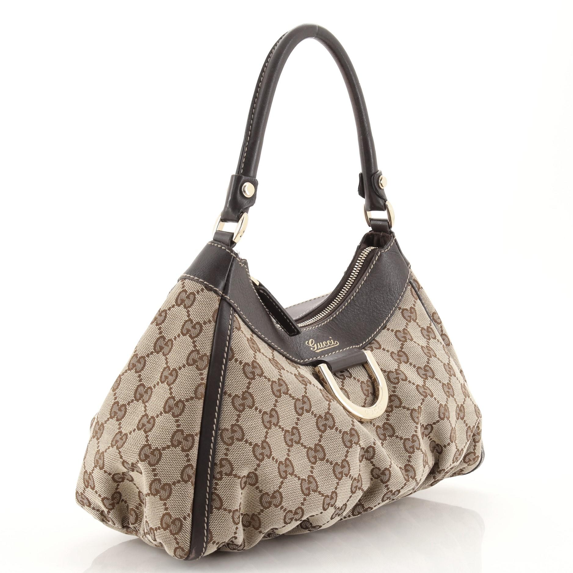 Gucci D Ring Hobo GG Segeltuch (Grau)