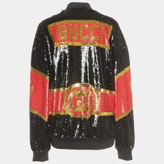 Gucci Dapper Dan - Blouson bombardier à paillettes avec logo noir/rouge S