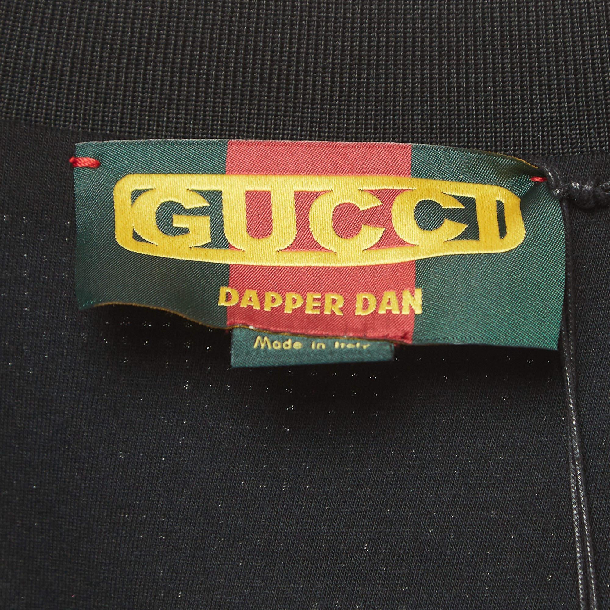 Donna Gucci Dapper Dan Nero/Rosso Logo Motif Giacca bomber con paillettes S in vendita
