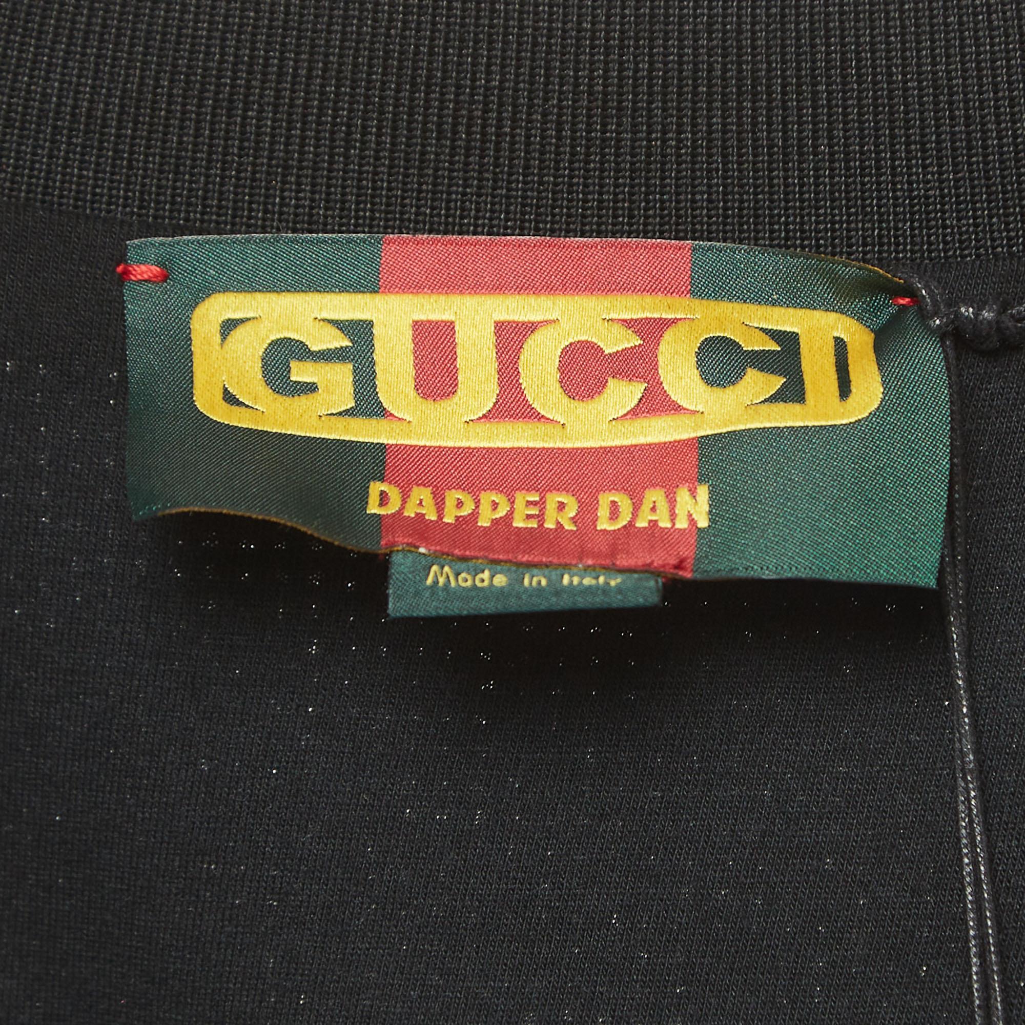 Gucci Dapper Dan - Blouson bombardier à paillettes avec logo noir/rouge S en vente 1