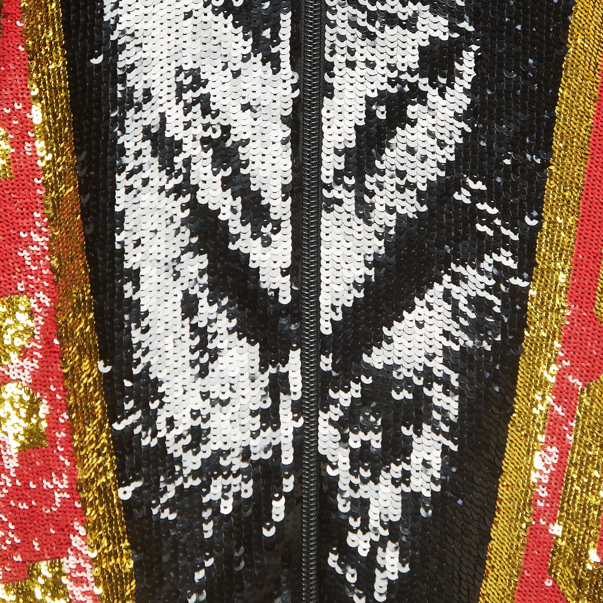 Gucci Dapper Dan - Blouson bombardier à paillettes avec logo noir/rouge S en vente 2
