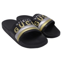 Gucci Dapper Dan Slip-On-Sandalen aus schwarzem Gummi