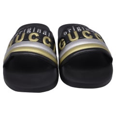 Gucci Dapper Dan Slip-On-Sandalen aus schwarzem Gummi