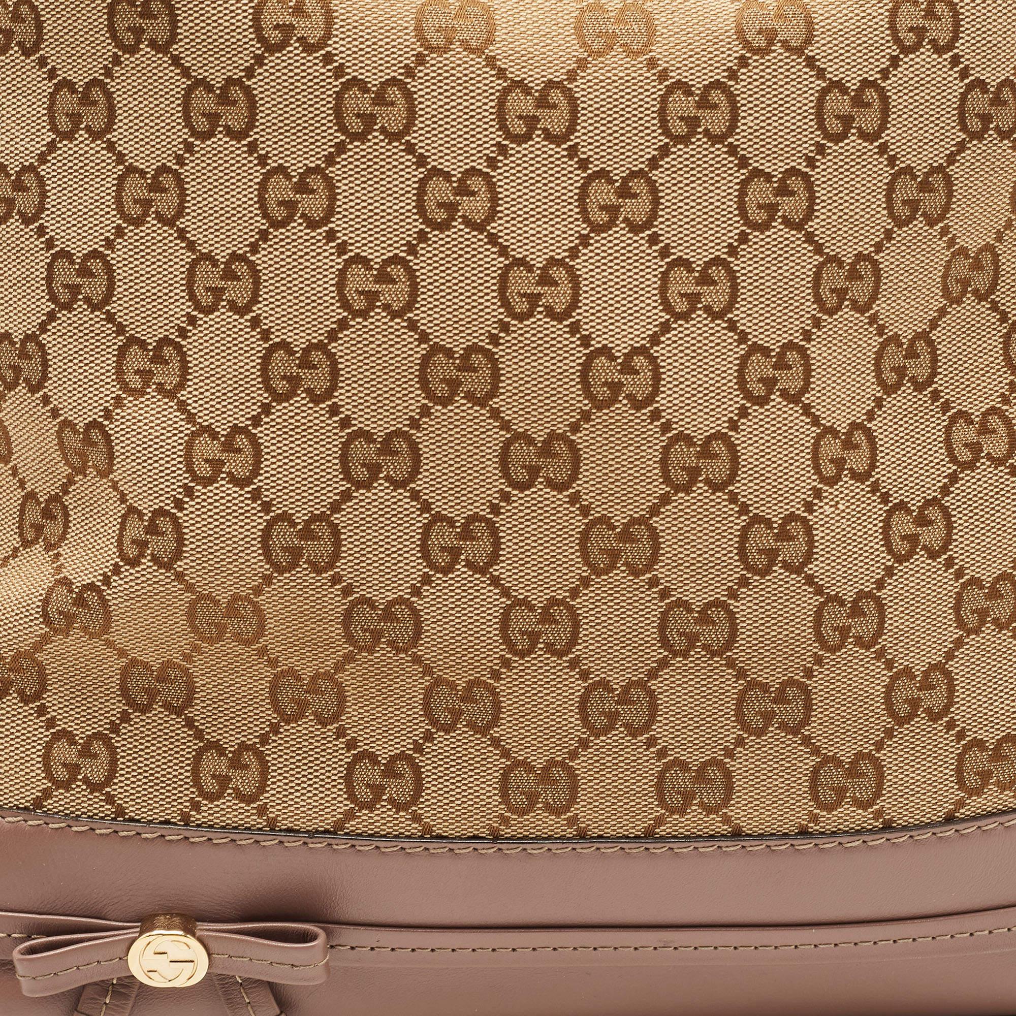 Gucci Dark Beige/Beige GG Canvas and Leather Mayfair Hobo 2