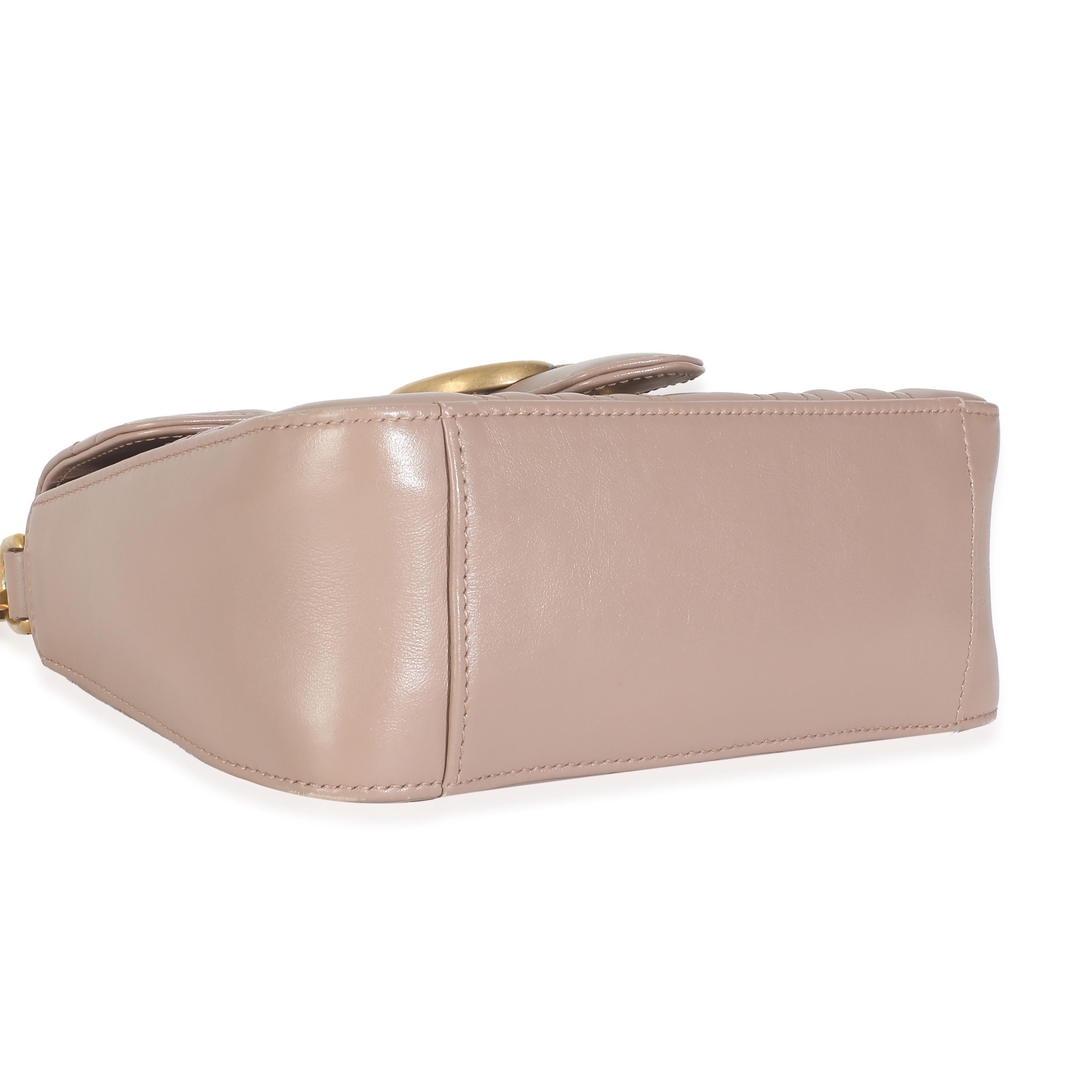 Gucci Dark Beige Chevron Matelasse Kalbsleder Mini GG Marmont Top Handle Bag im Angebot 3